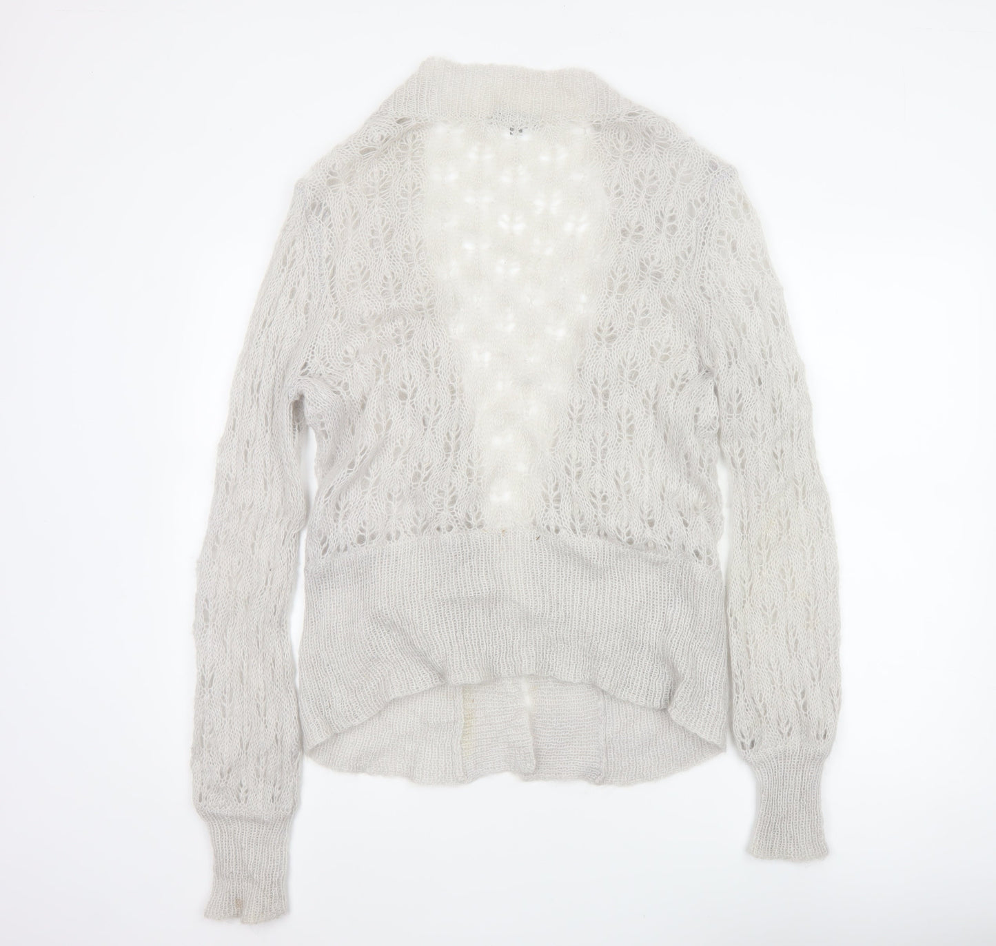 Coast Women Ivory Size 16 Mohair Wool Open Knit V-Neck Cardigan