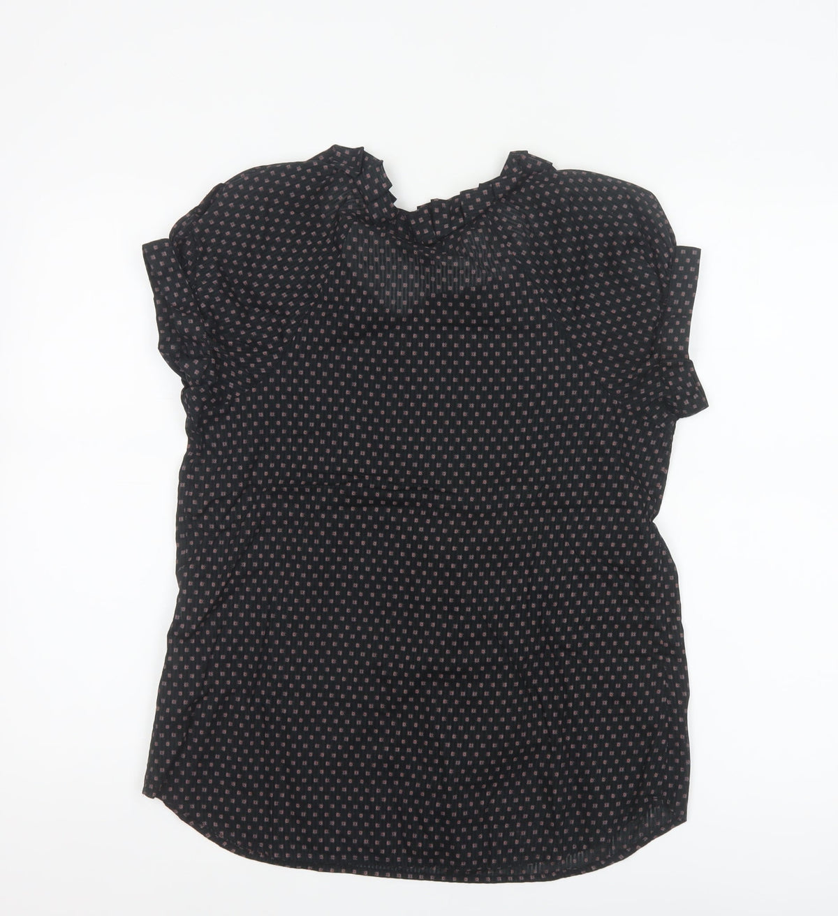 French Connection Women’s Black Floral Ruffle Puff Sleeve Blouse Size 8