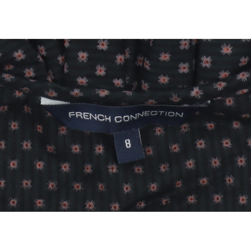 French Connection Women’s Black Floral Ruffle Puff Sleeve Blouse Size 8