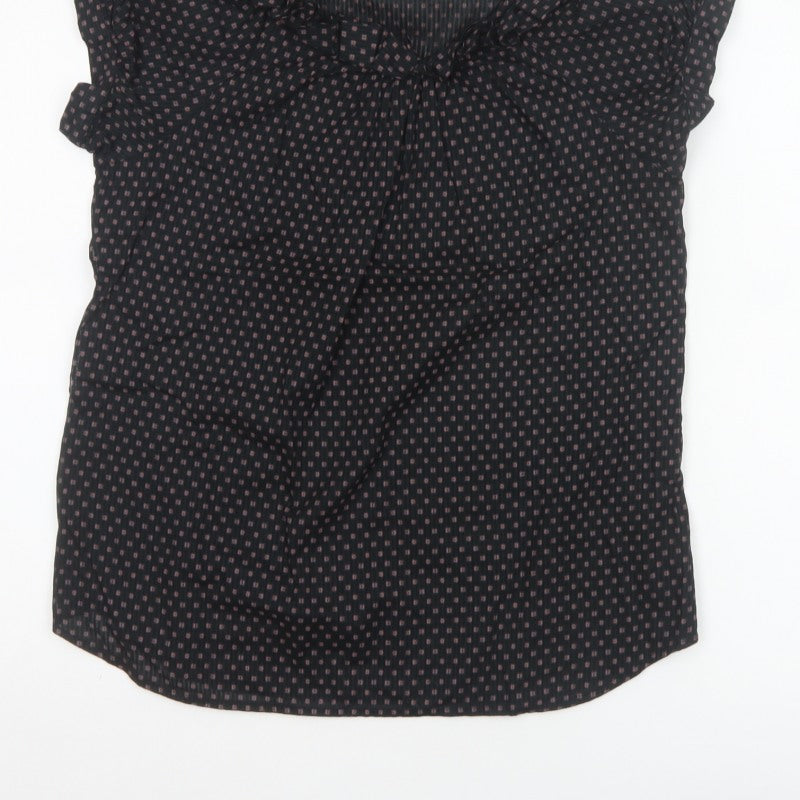 French Connection Women’s Black Floral Ruffle Puff Sleeve Blouse Size 8