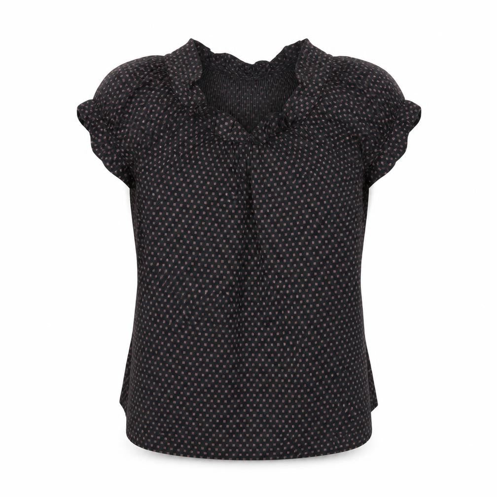 French Connection Women’s Black Floral Ruffle Puff Sleeve Blouse Size 8