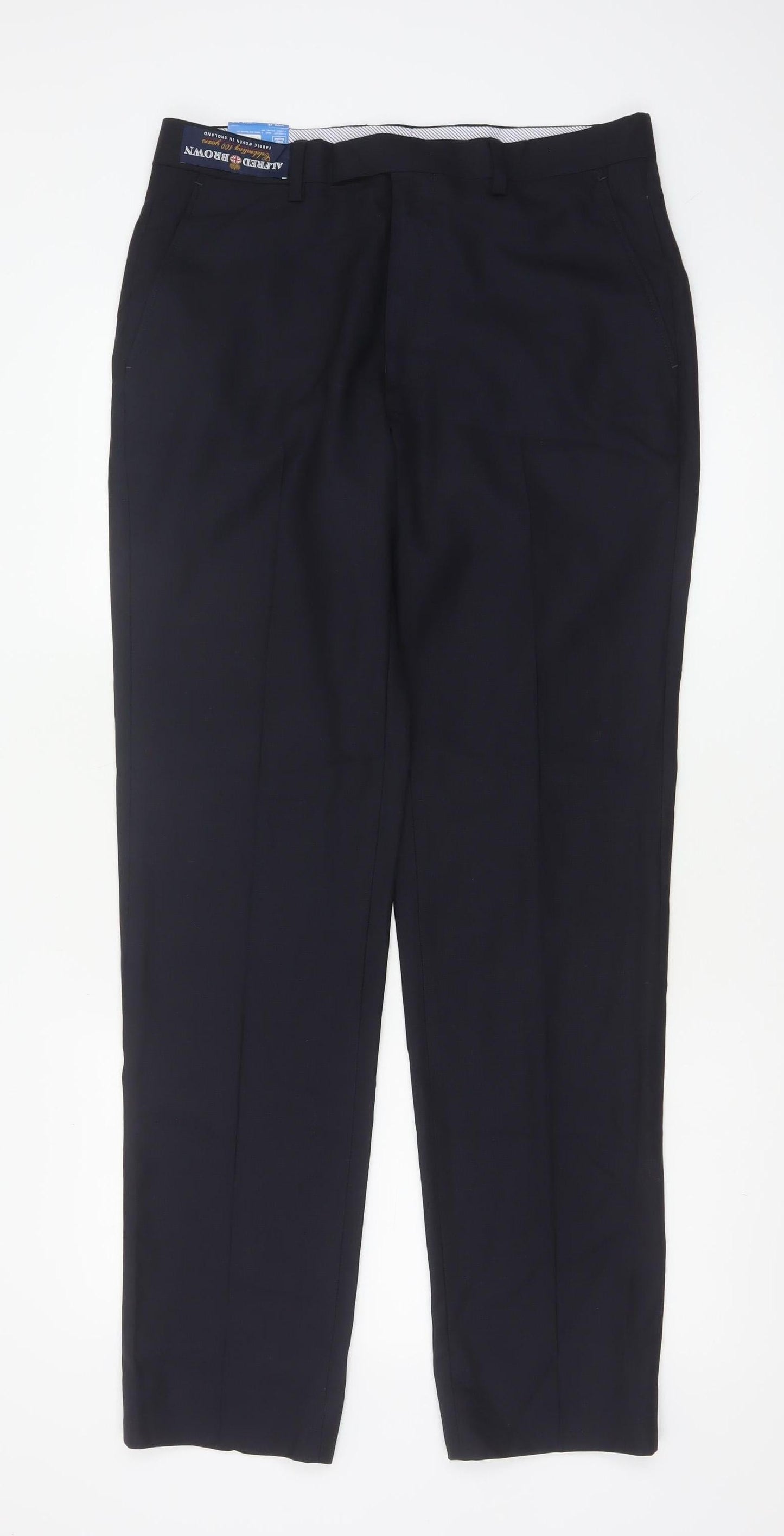 M&S Savile Row Men’s Navy 32L Pure Wool Tailored Dress Trousers