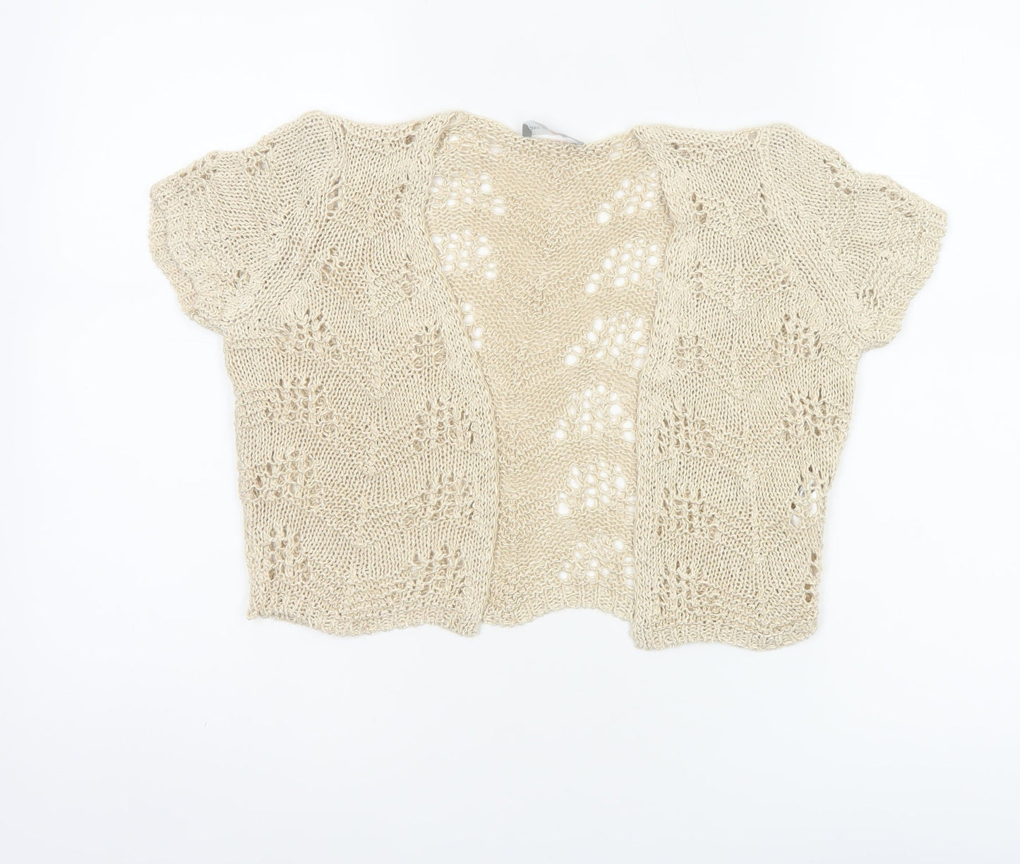 Per Una Women Ivory Open-Knit Cardigan Size 12 Short Sleeve