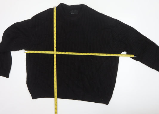 ASOS Men Black XL Cable Knit Crew Neck Pullover Jumper