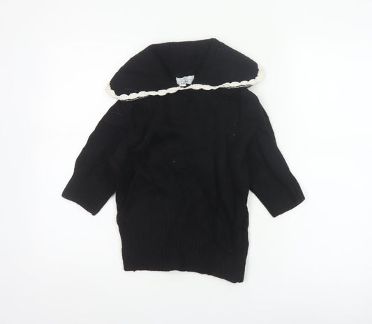 & Other Stories Women Black UK 6 Cowl Neck Wool Blend Knit Jumper