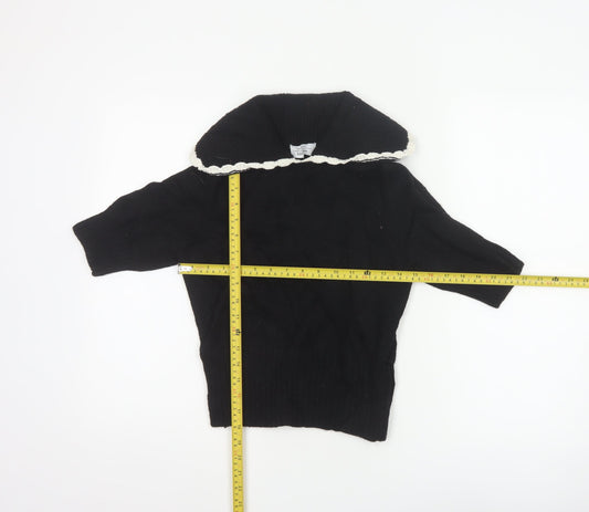 & Other Stories Women Black UK 6 Cowl Neck Wool Blend Knit Jumper