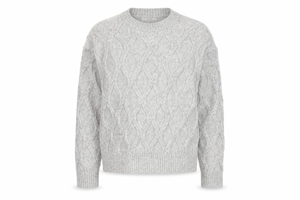 Marks & Spencer Women Grey S Cable-Knit Crew Neck Pullover Jumper