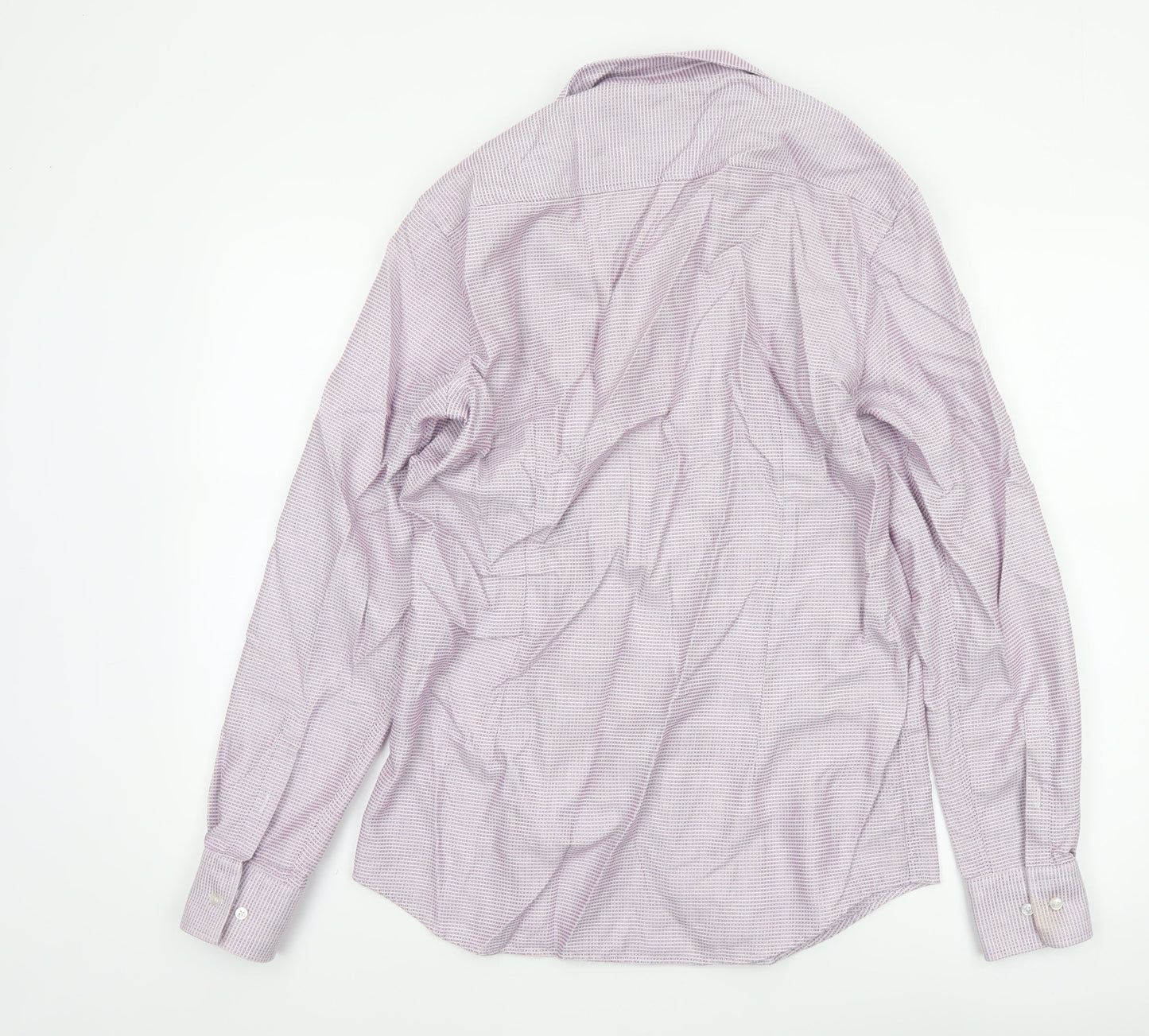 Hugo Boss Men's Pink 15.5 Slim Fit Geometric Cotton Button-Up Shirt