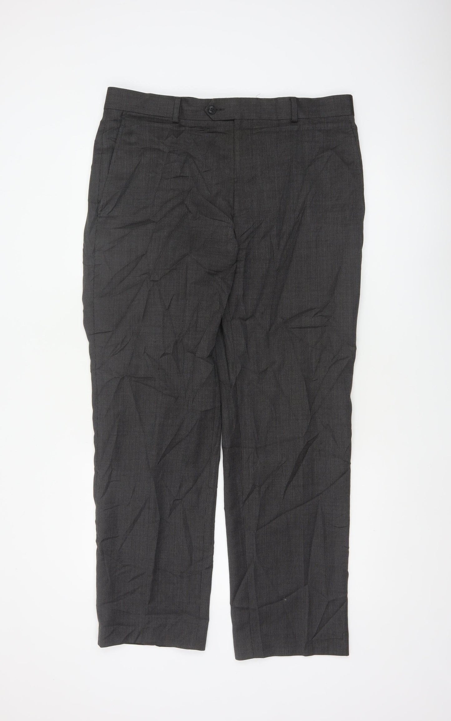 John Lewis Men’s Grey 36R Pure Wool Straight Dress Trousers