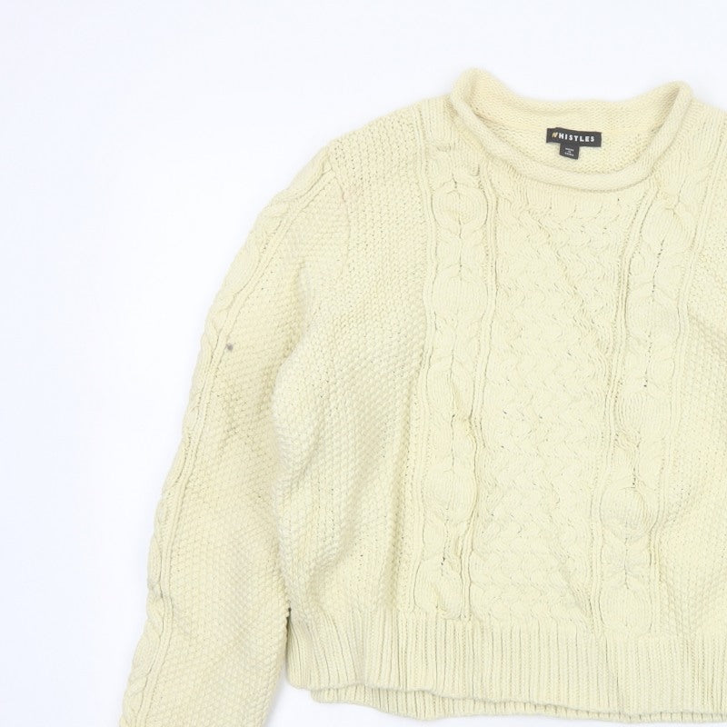 Whistles Women Ivory L Cable Knit Crew Neck Relaxed Jumper