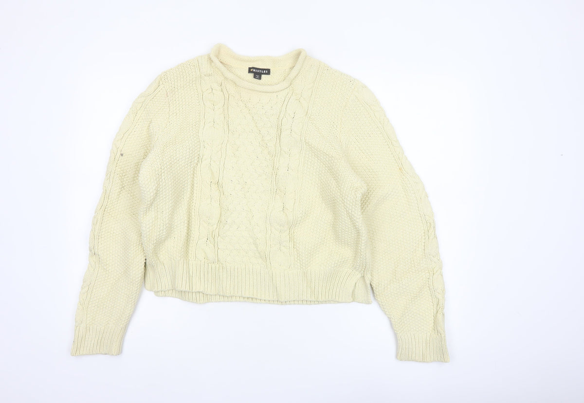 Whistles Women Ivory L Cable Knit Crew Neck Relaxed Jumper