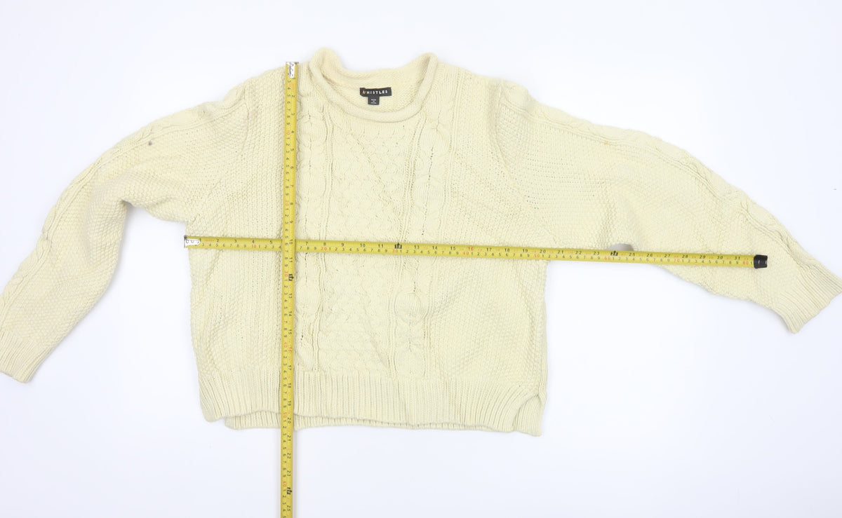 Whistles Women Ivory L Cable Knit Crew Neck Relaxed Jumper
