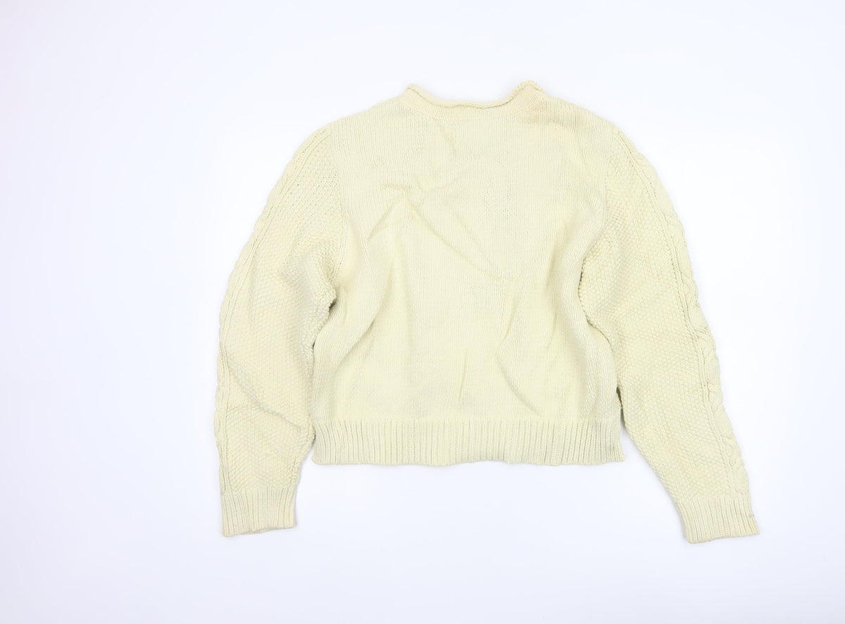 Whistles Women Ivory L Cable Knit Crew Neck Relaxed Jumper