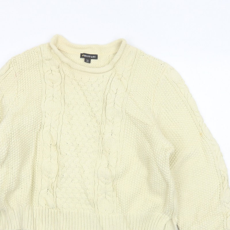 Whistles Women Ivory L Cable Knit Crew Neck Relaxed Jumper
