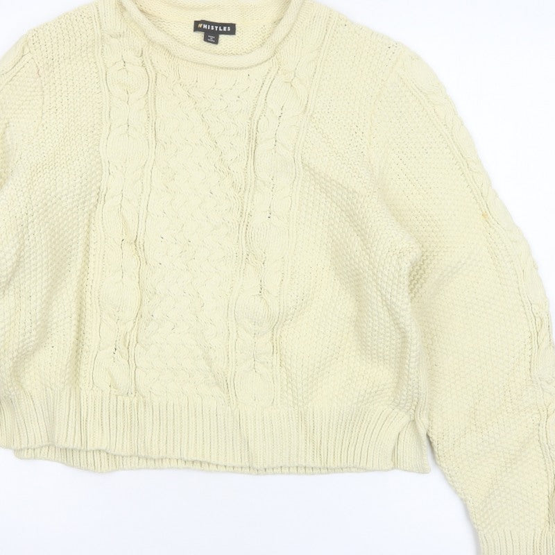 Whistles Women Ivory L Cable Knit Crew Neck Relaxed Jumper