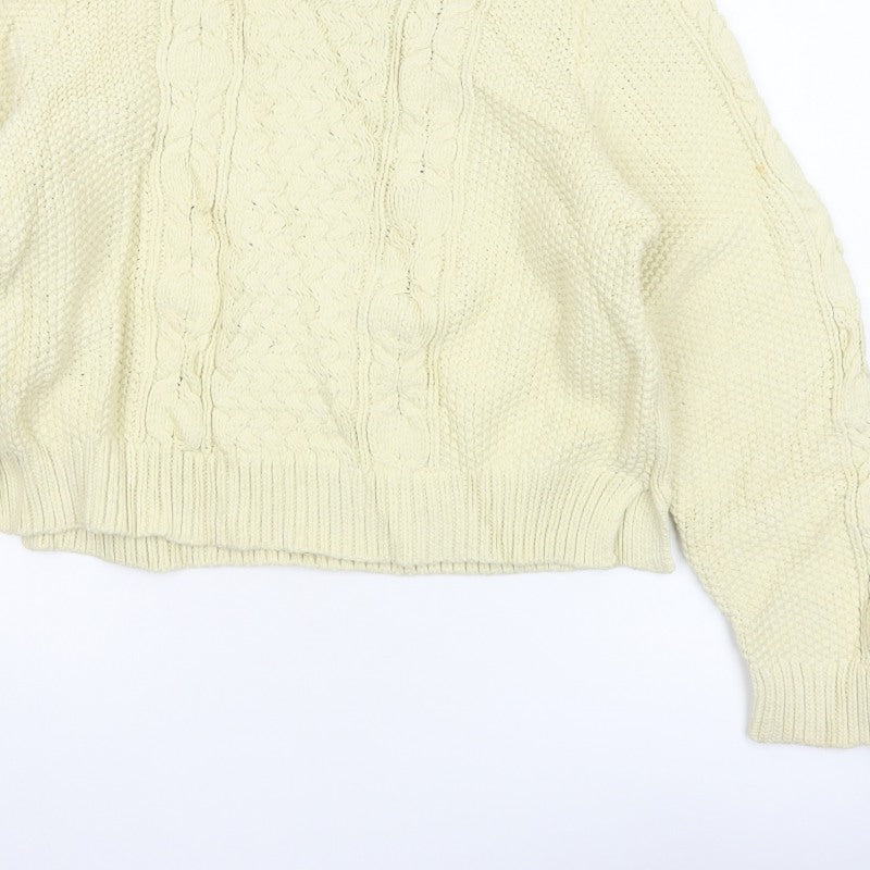 Whistles Women Ivory L Cable Knit Crew Neck Relaxed Jumper