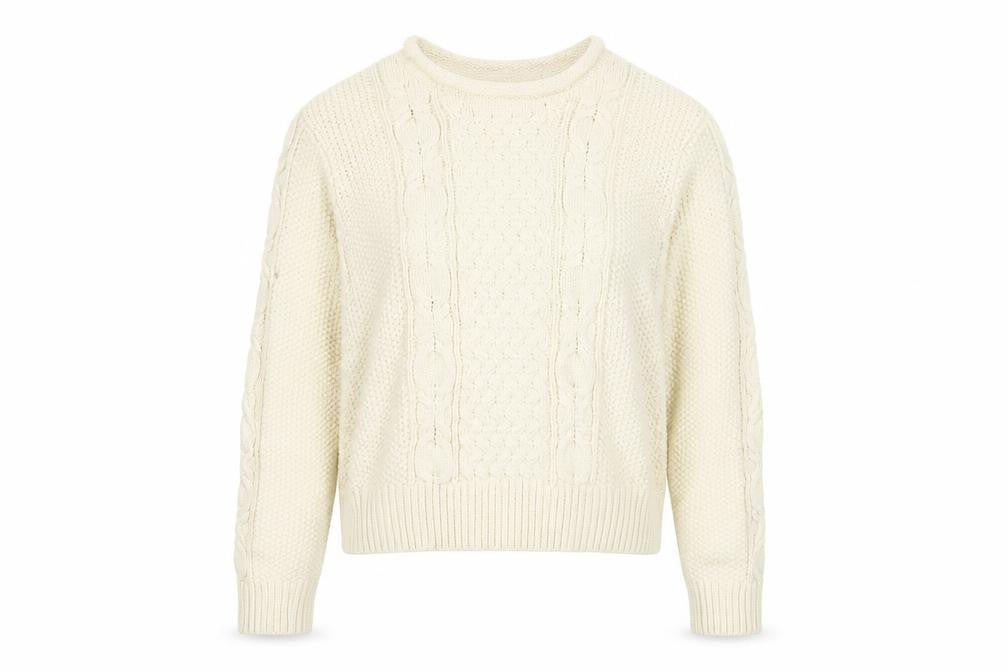 Whistles Women Ivory L Cable Knit Crew Neck Relaxed Jumper