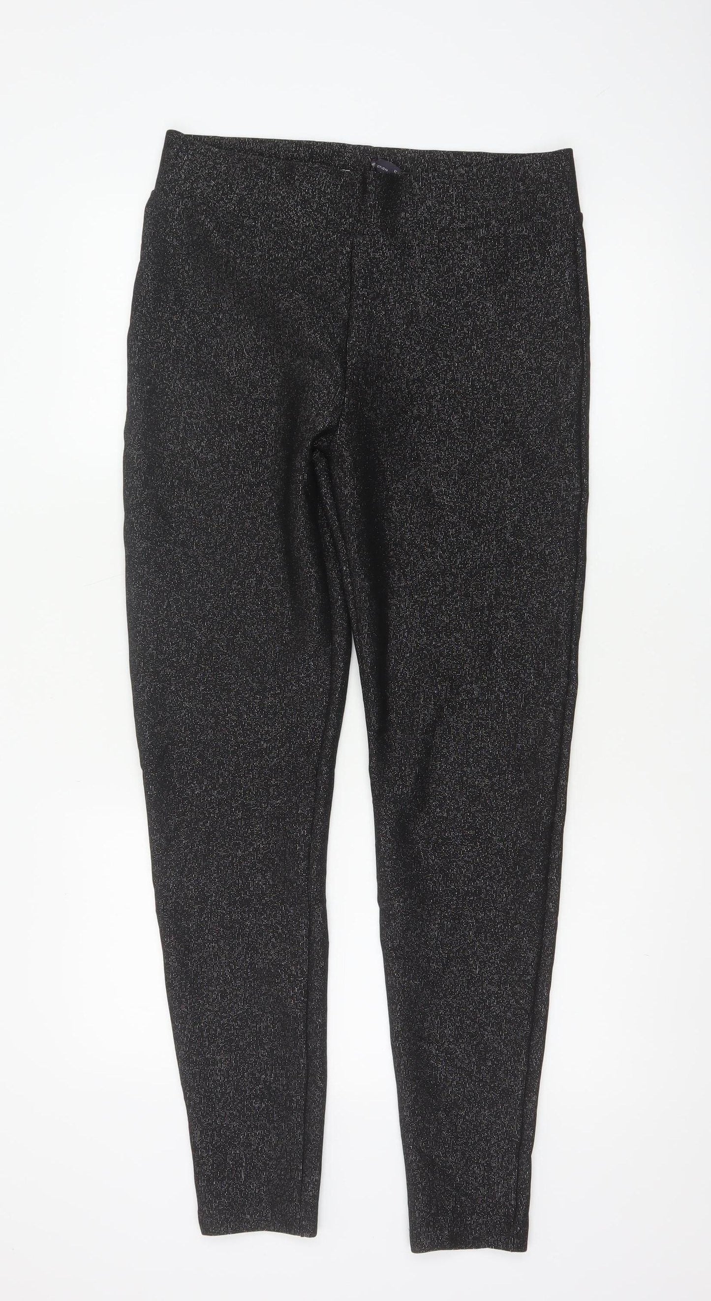 M&S Women’s Black Sparkle Slim Trousers UK 12 Long Stretch