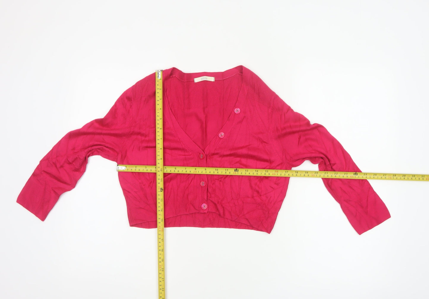 Marks and Spencer Women Pink UK 14 V-Neck Button Knit Cardigan