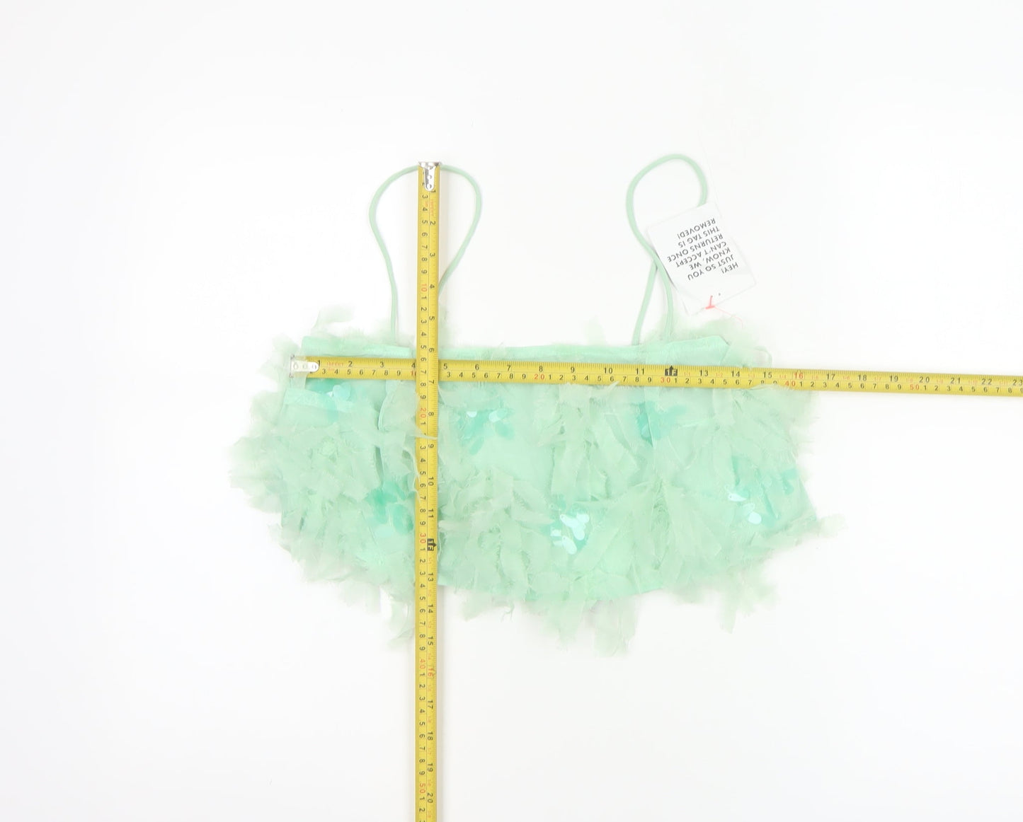 ASOS Edition Women Green UK 6 Cropped Sequin Ruffle Strappy Tank Top