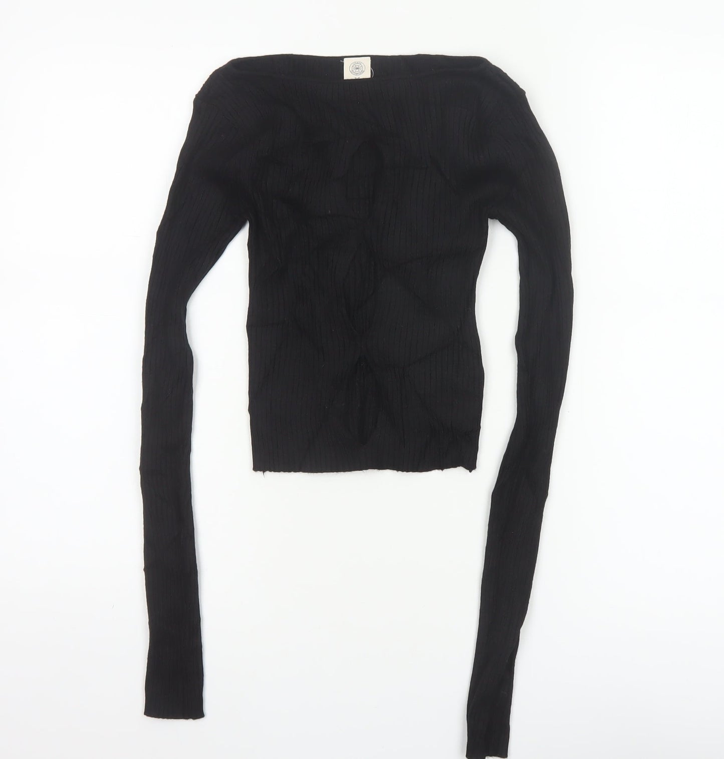 The Ragged Priest Women Black S Ribbed Boat Neck Knit Jumper