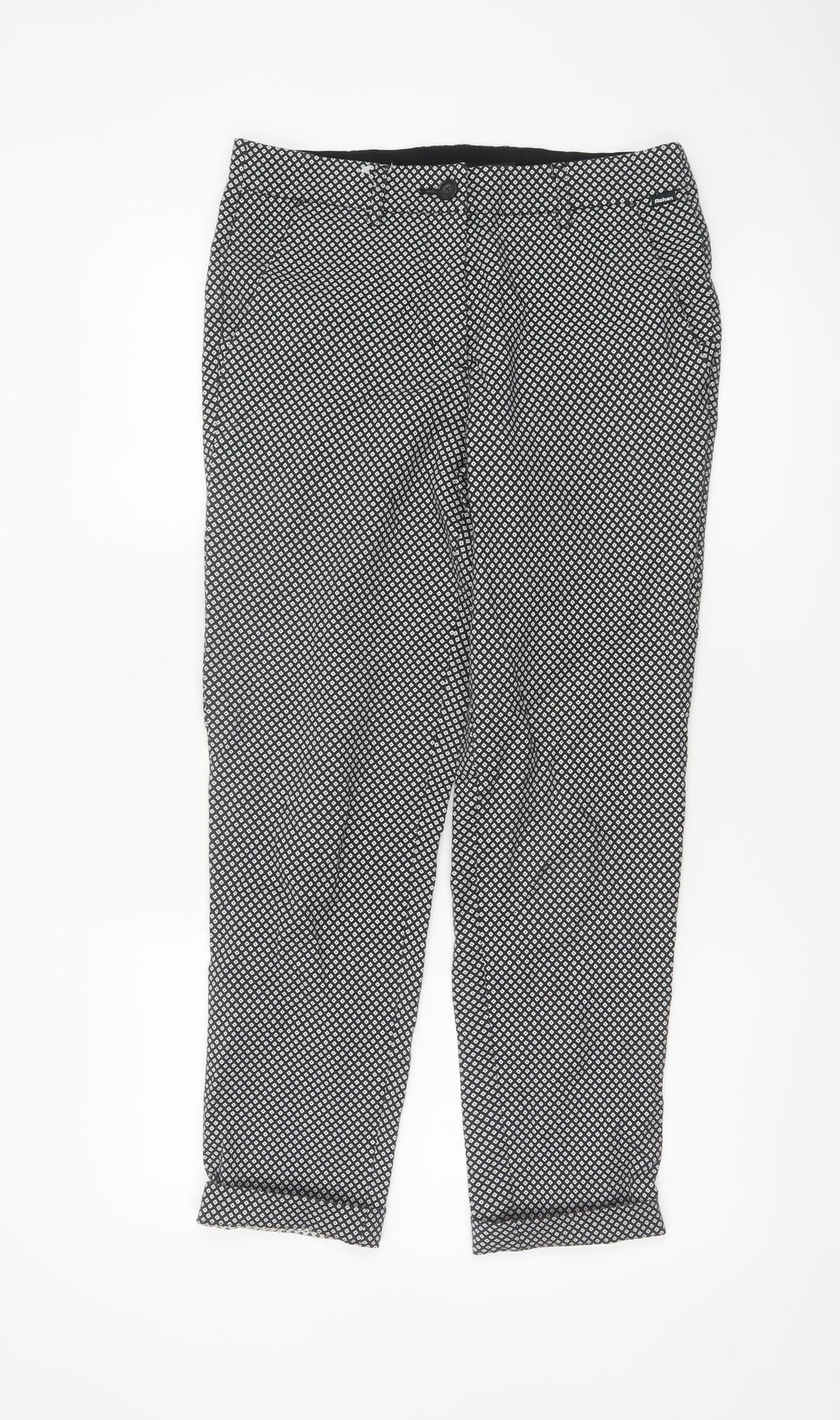 Rohan Women’s Black Geometric Straight Travel Trousers UK 8 Regular