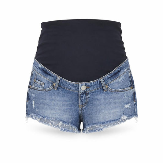 River Island Women Blue UK 10 Maternity Distressed Denim Cut-Off Shorts