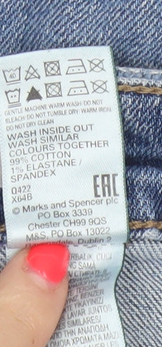 Marks and Spencer Women's Blue Denim Boyfriend Shorts UK 14 Cuffed