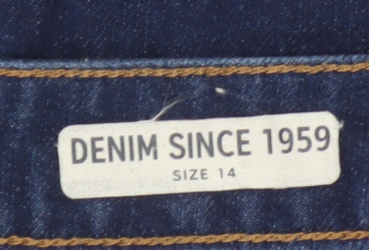 Marks and Spencer Women Blue Size 14 Denim Mini Straight Pencil Button Skirt