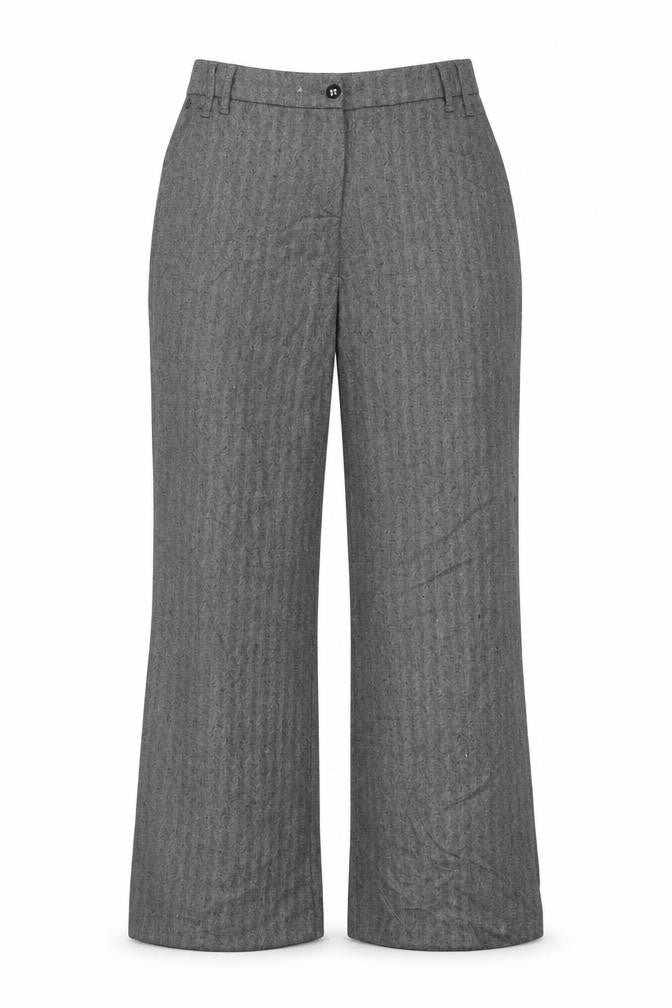 Per Una Women Grey Herringbone Linen Blend Straight Trousers UK 12