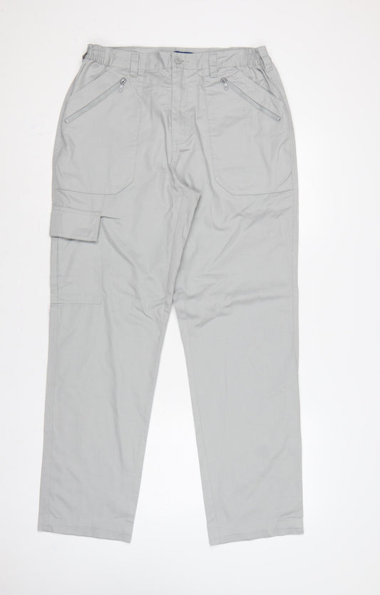 Cotton Traders Men’s Grey Cargo Trousers Size 34 Regular Straight Leg