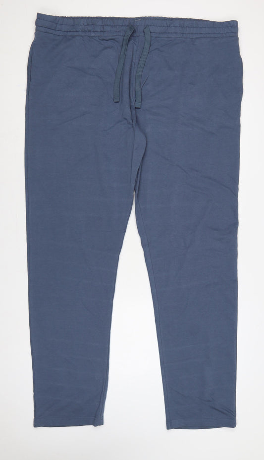 M&S Men’s Blue 5XL Long Regular Fit Drawstring Jogger Trousers