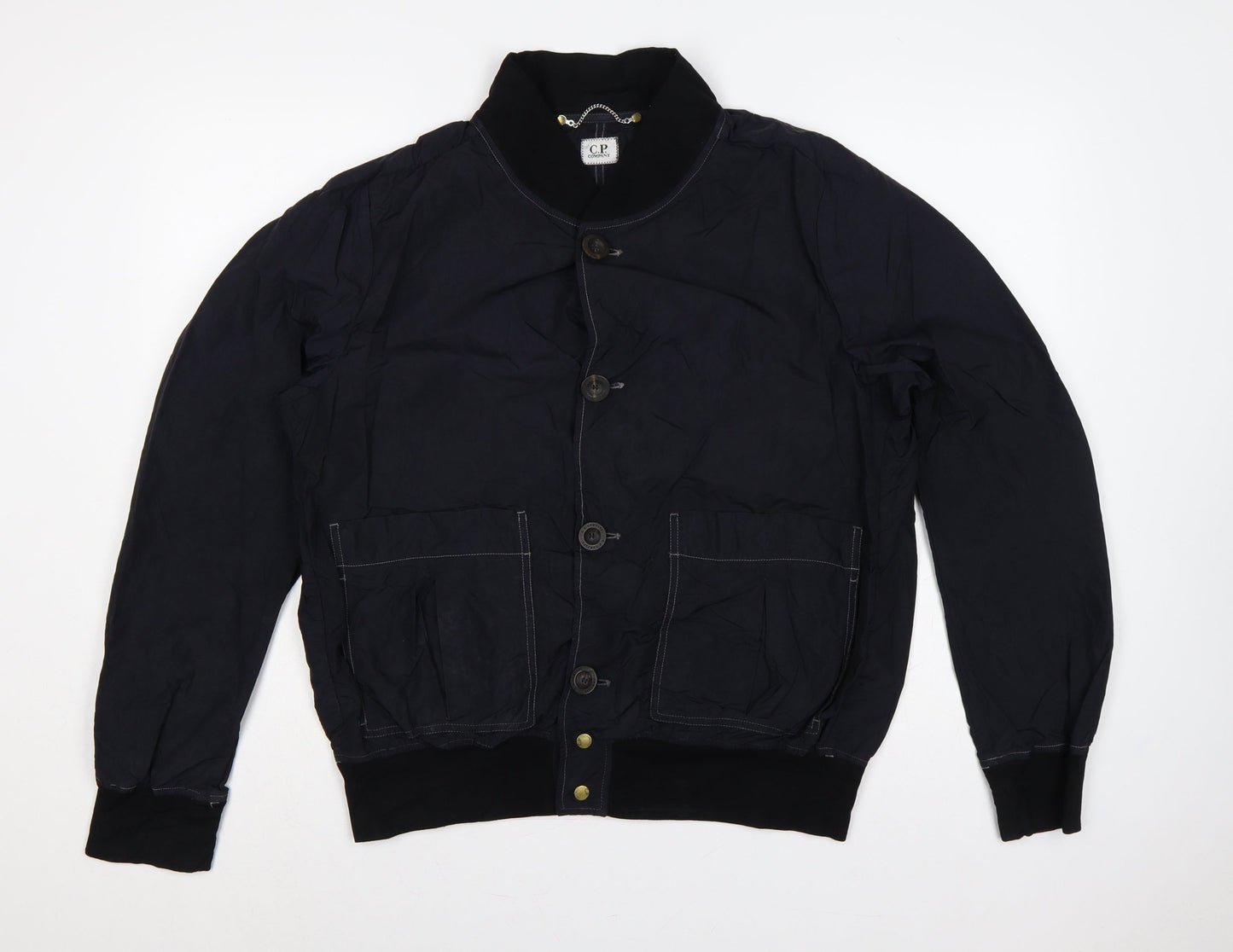 C.P. Company Men’s Black L Nylon Button Bomber Jacket