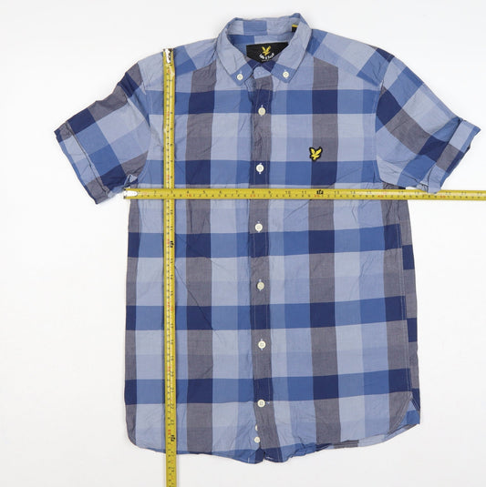 Lyle & Scott Men's Blue Check XS Short Sleeve Button-Down Shirt
