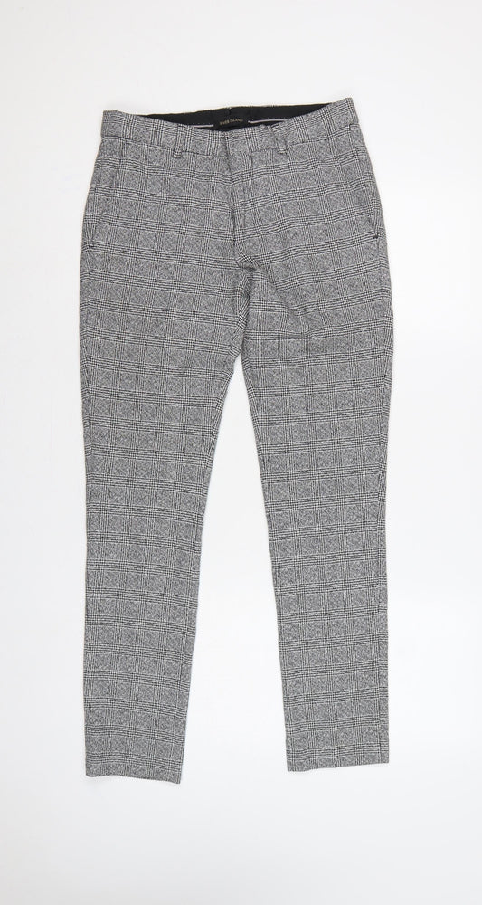 River Island Men Grey Check Slim Fit Dress Trousers UK 28R