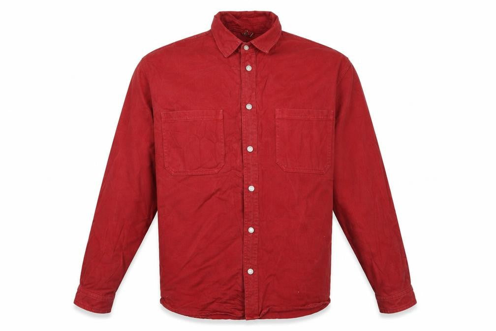 Zara Man Men's Red M Relaxed Fit Cotton Twill Button Shirt Jacket