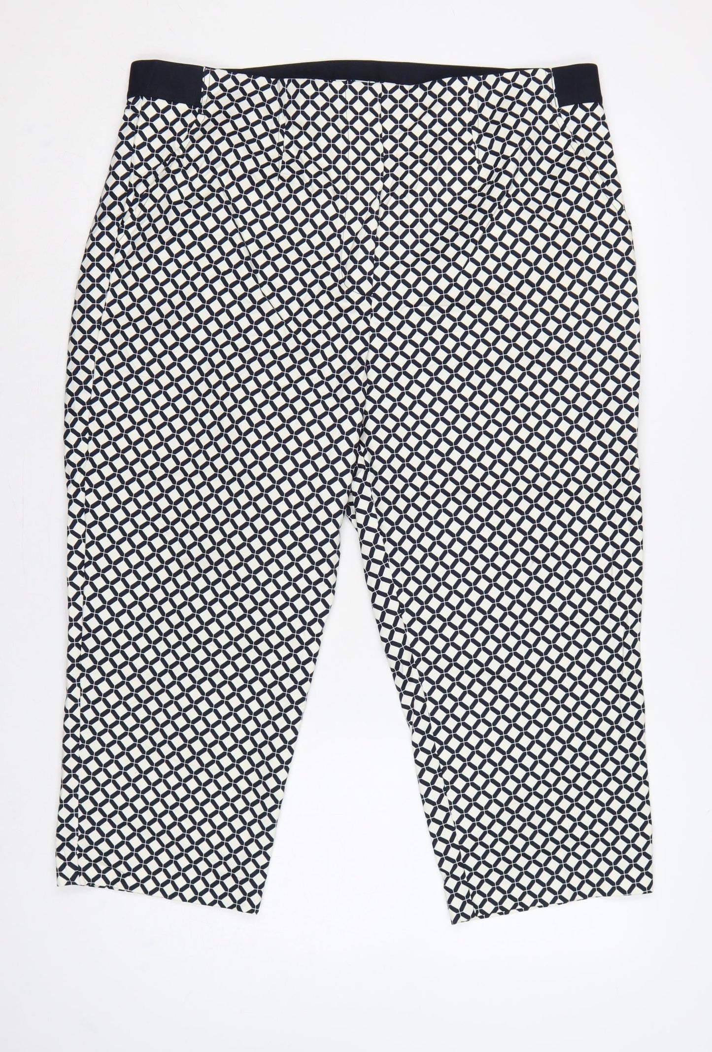 Marks and Spencer Women’s Black Ivory Geometric Straight Trousers UK 20