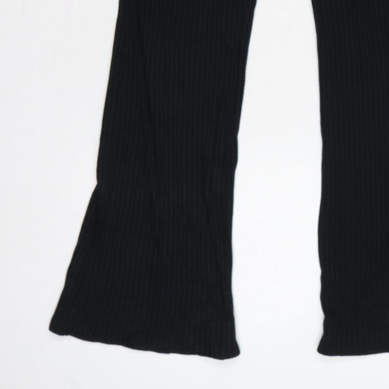 COLLUSION Women’s Black UK 8 High Rise Ribbed Flared Leggings