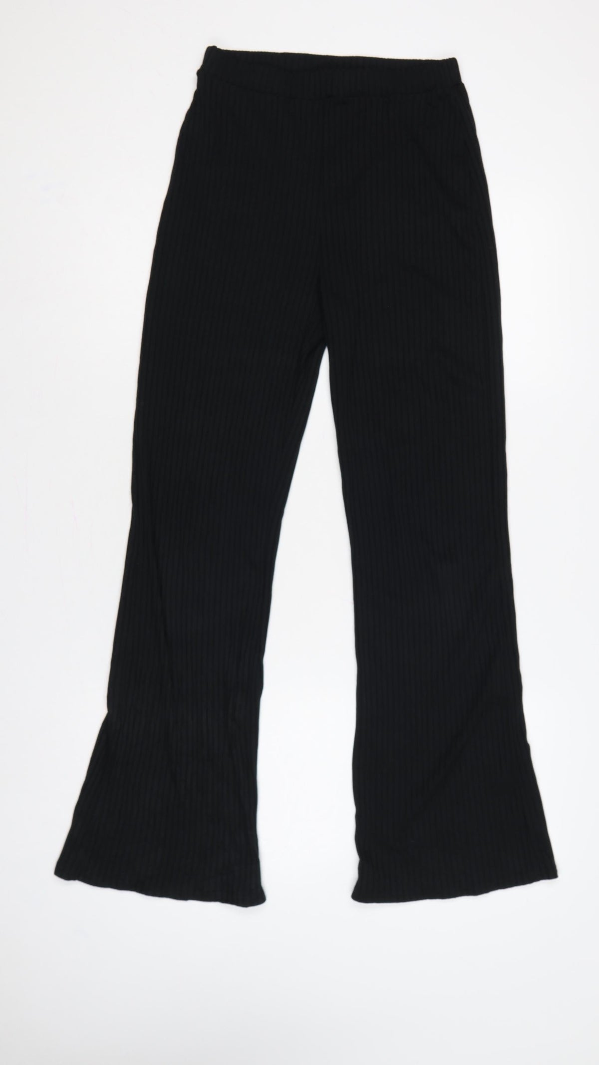 COLLUSION Women’s Black UK 8 High Rise Ribbed Flared Leggings