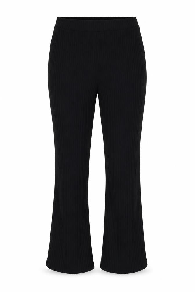 COLLUSION Women’s Black UK 8 High Rise Ribbed Flared Leggings