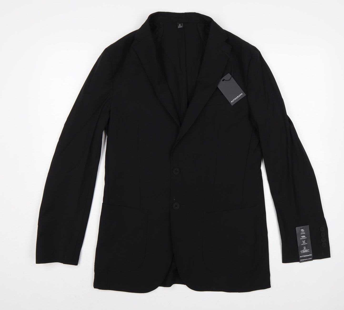 Autograph Men’s Black Small Wool Blend Stretch Performance Blazer