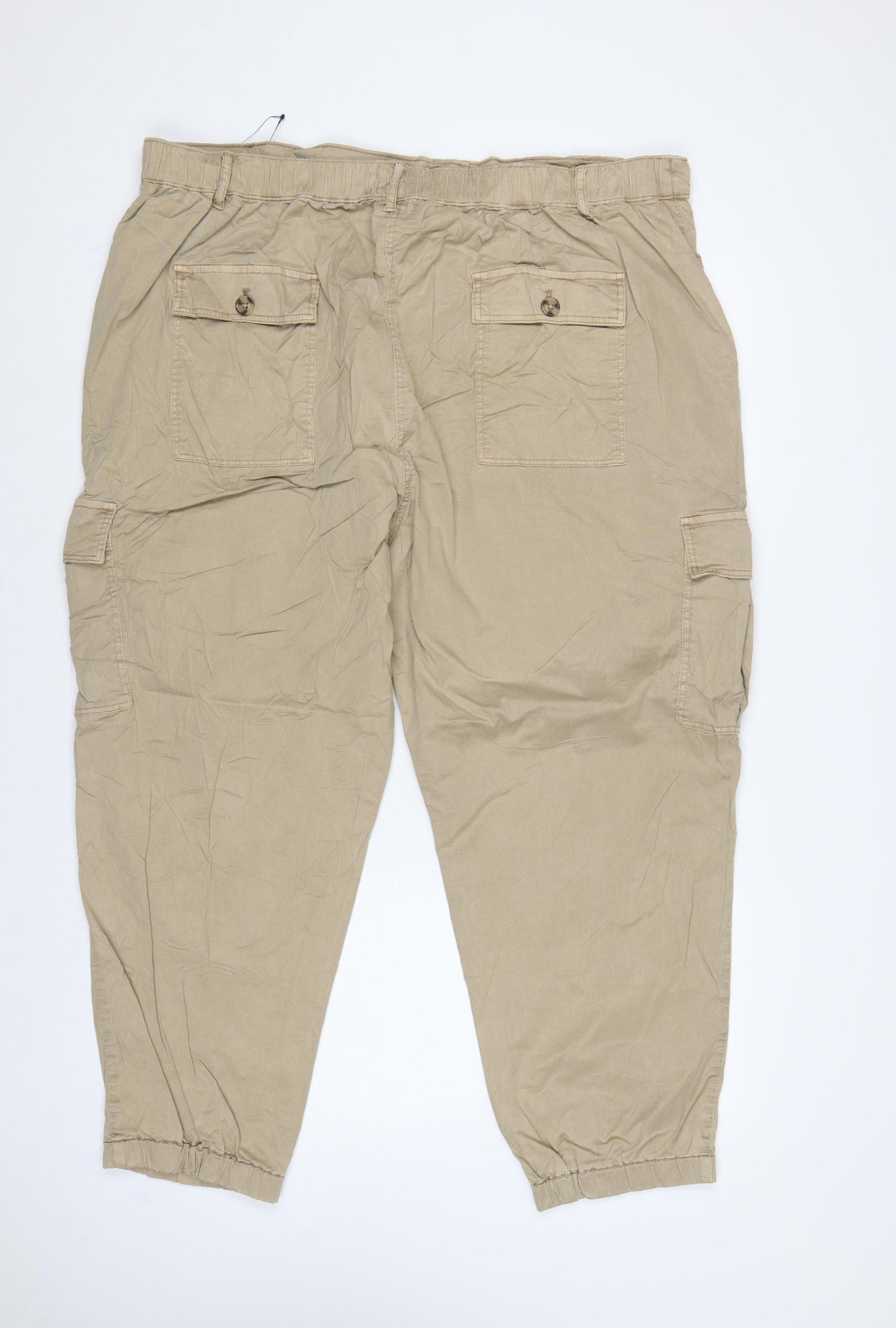 Marks & Spencer Women Beige Size 22 Cargo Tapered Trousers