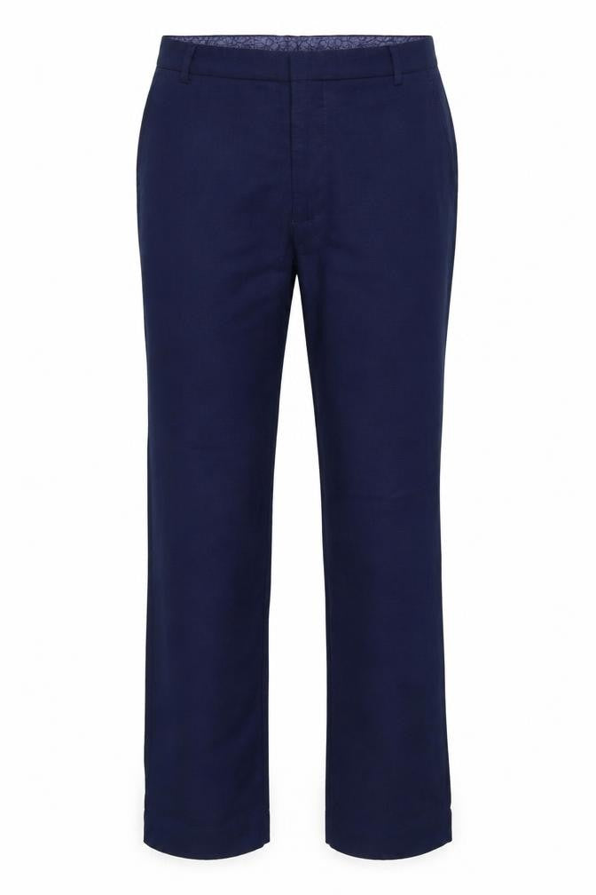 Marks Womens & Spencer Blue 42 Tailored Linen Blend Straight Trousers