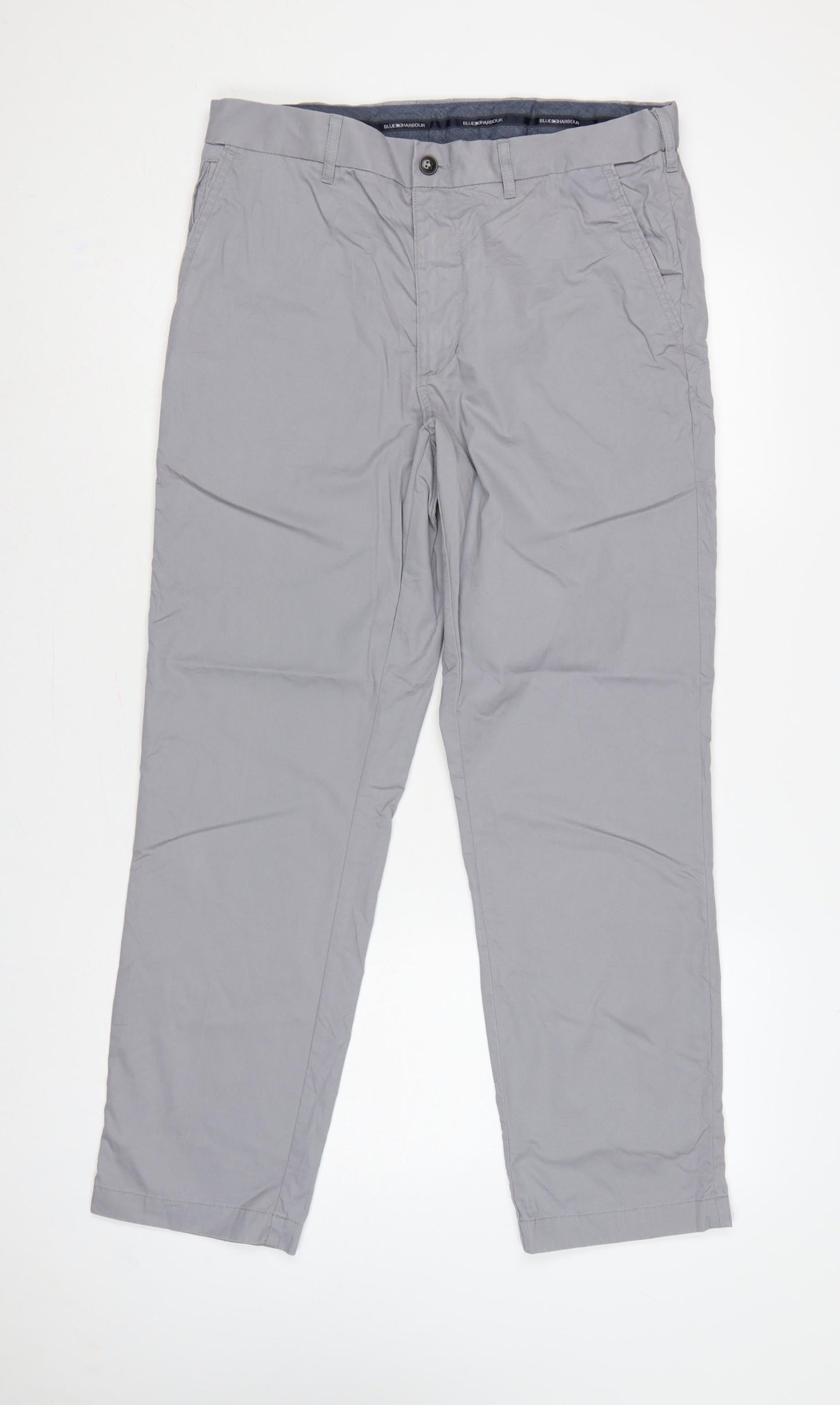 Marks and Spencer Blue Harbour Men Grey 32in Regular Chino Trousers