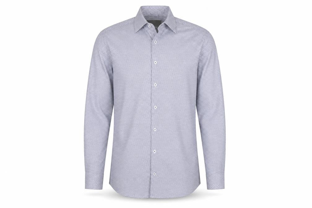 Marks & Spencer Men Blue Owl Print Slim Fit 14.5in Stretch Long Sleeve Shirt