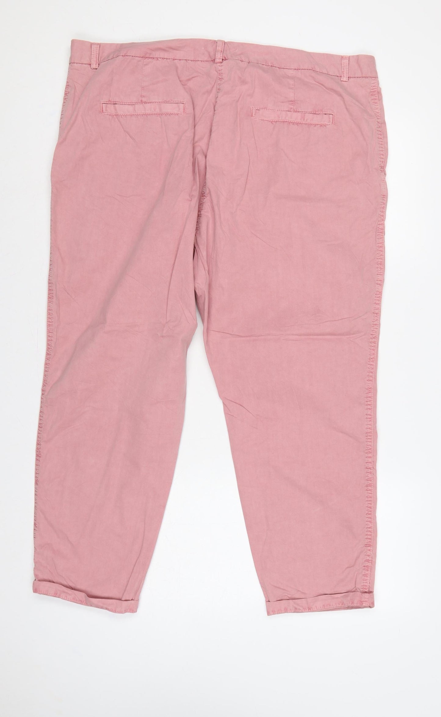 M&S Women’s Pink Chino Trousers UK 20 Short 100% Cotton