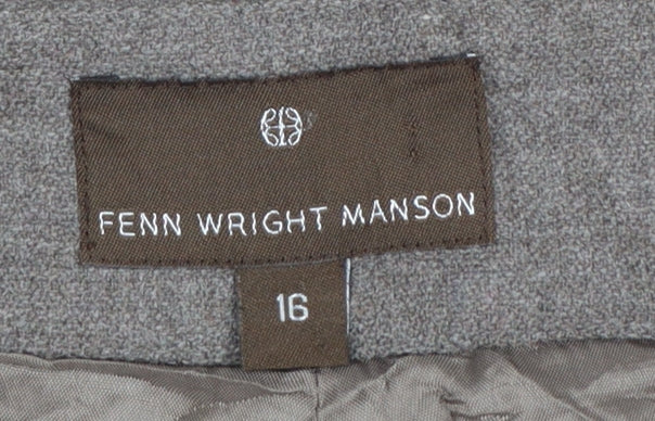 Fenn Wright Manson Women Brown Size 16 Wide-Leg Wool Dress Trousers