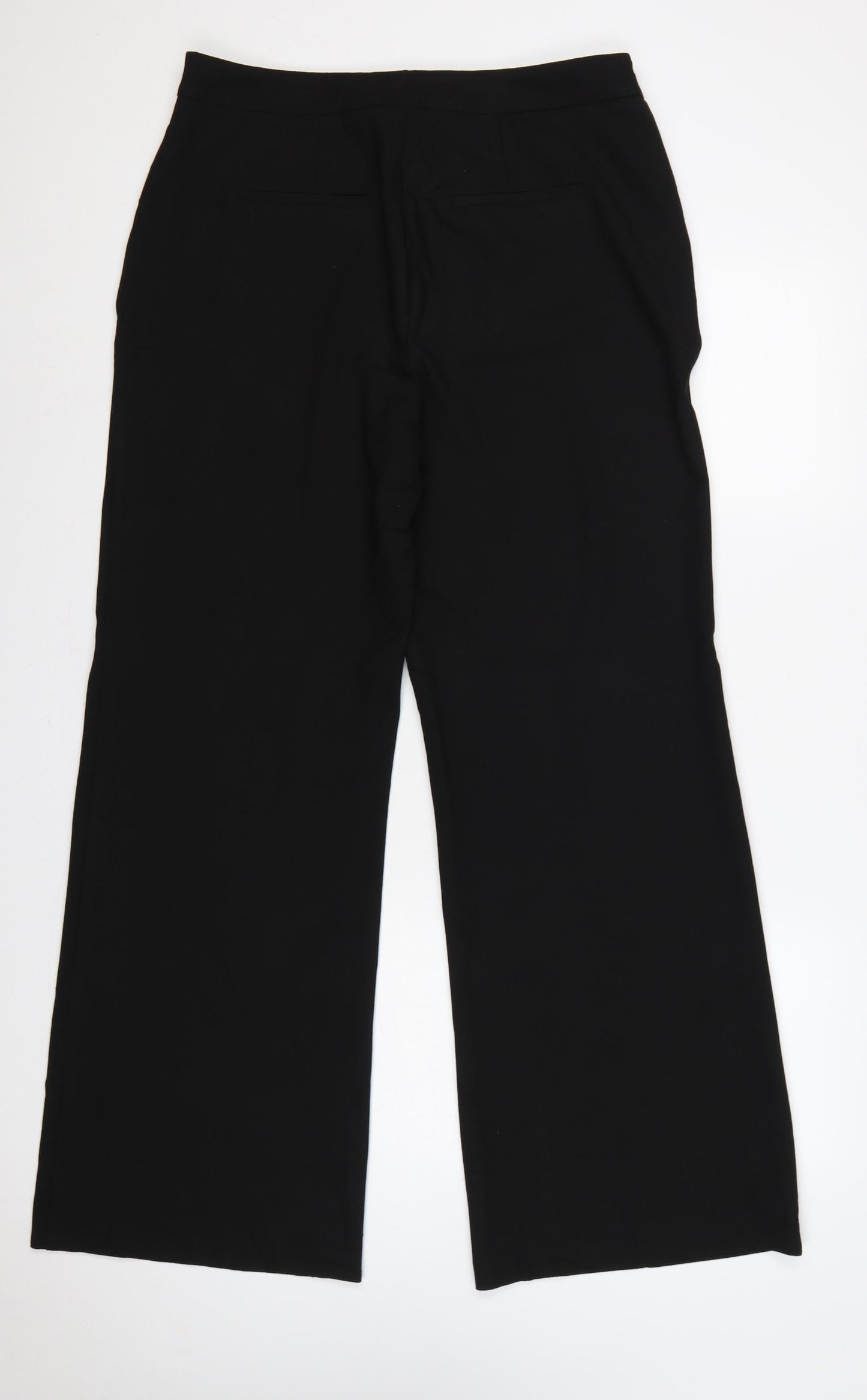 South Women Black UK 14 Wide-Leg Tailored Dress Trousers