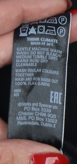 Marks and Spencer Womens Black UK 16 Paperbag Linen Blend Trousers