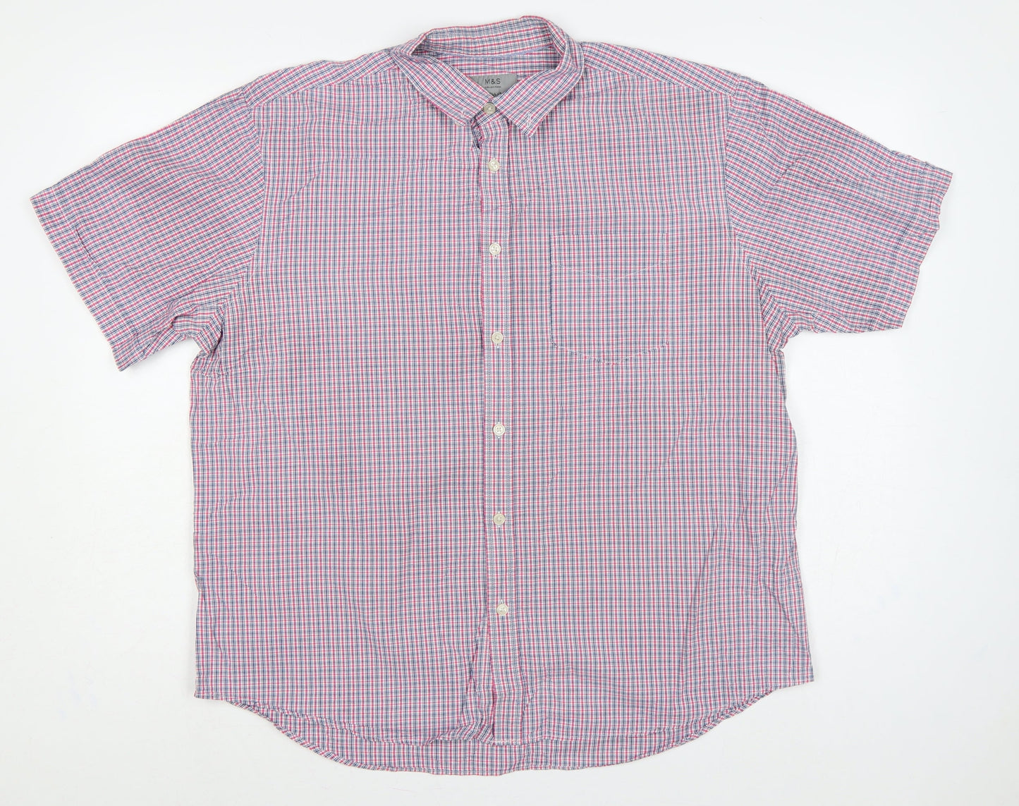 Marks & Spencer Men Multicoloured XL Classic Check Short Sleeve Shirt